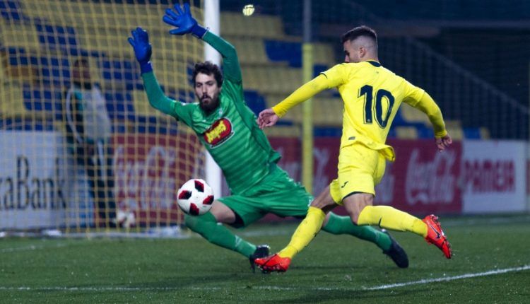 Imagen del anterior partido disputado por la SD Ejea frente al filial del Villarreal CF