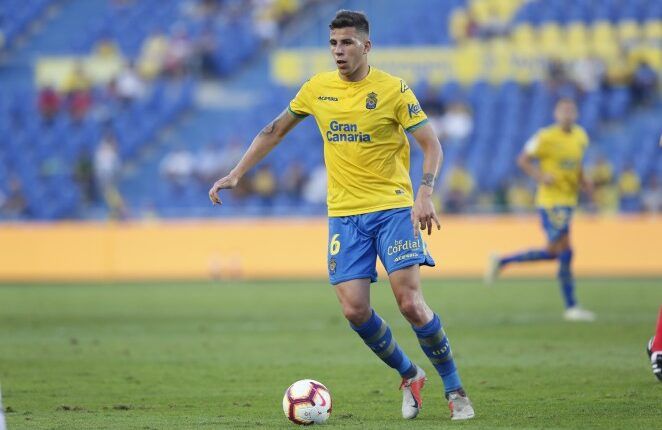 Christian Rivera en un partido en temporadas anteriores con la UD Las Palmas