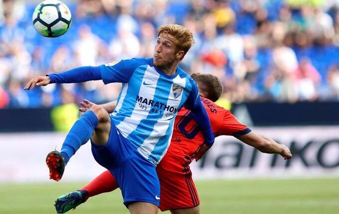 Keko Gontán en un partido con el Málaga en su último año en Primera