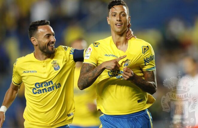 Maikel Mesa celebrando un gol el pasado curso