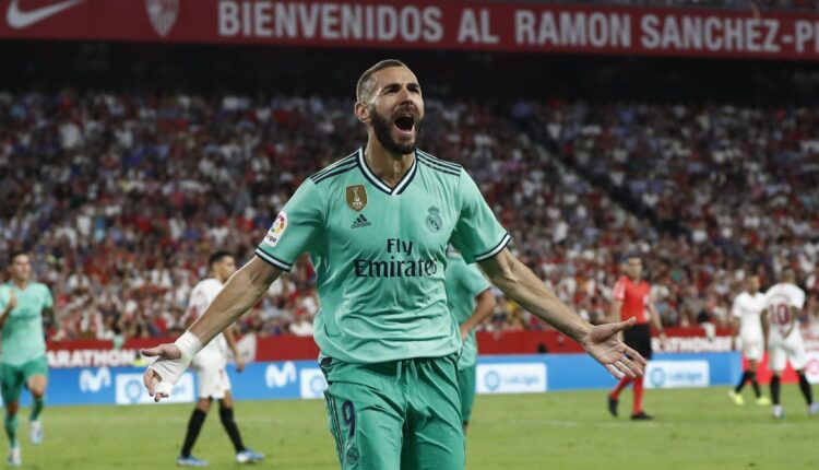 Benzema celebra su tanto en el Sánchez-Pizjuán | Imagen: Real Madrid