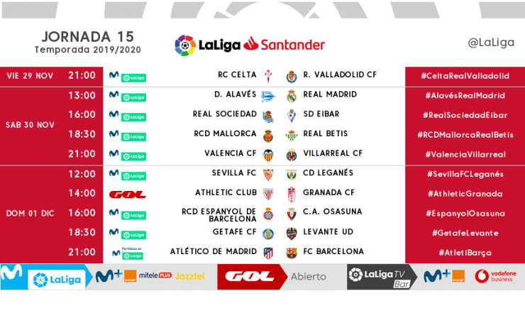 Horarios Jª15. LaLiga Santander