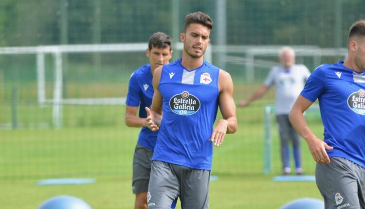 Luis Ruiz en un entrenamiento con el Deportivo