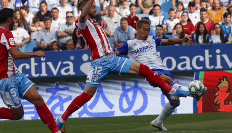 Peybernes con el CD Lugo en el encuentro disputado en La Romareda