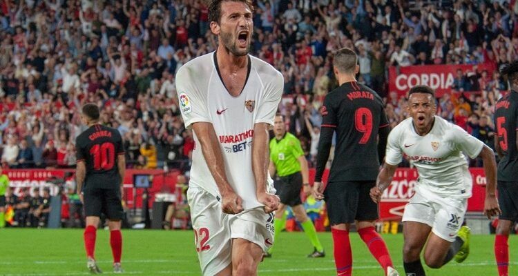 Franco Vázquez celebra un tanto frente al Atlético de Madrid