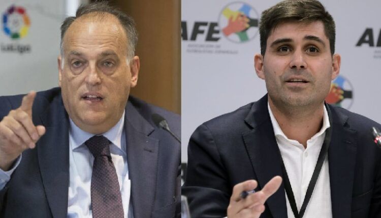 Javier Tebas (LaLiga) y David Aganzo (AFE)