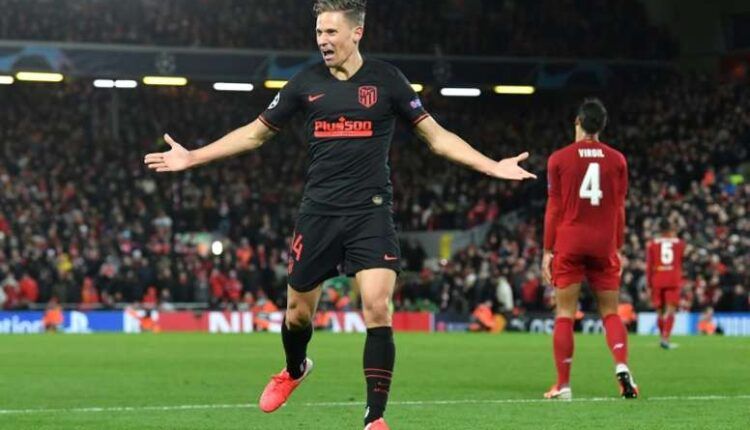 Marcos Llorente en el encuentro de Anfield