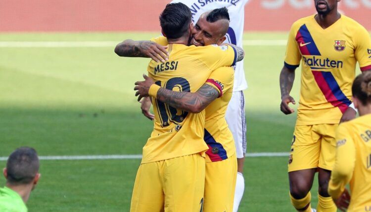 Vidal celebra el gol del Barça frente al Real Valladolid