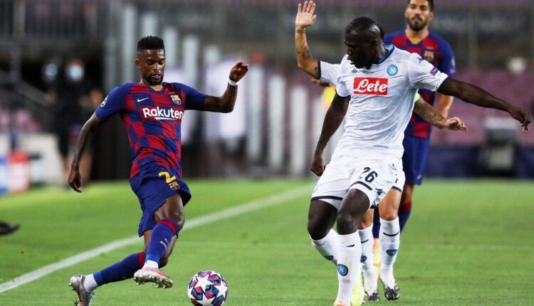 Semedo, que cuajó una buena primera parte, intentando driblar a Koulibaly