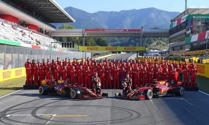 La postal del Gran Premio 1000 de Ferrari. Imagen: @ScuderiaFerrari.