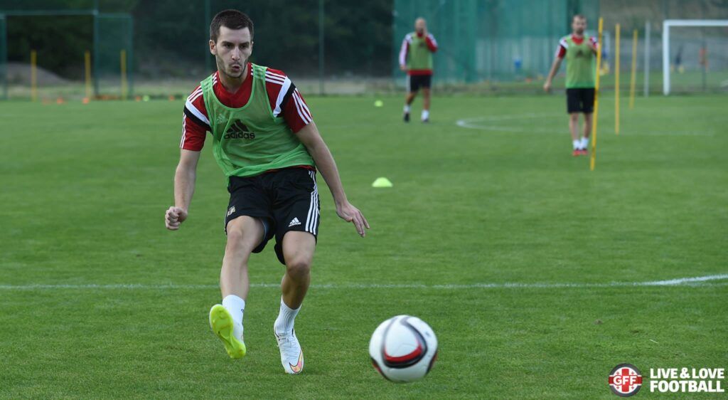 Otar Kakabadze en un entrenamiento de la selección de Georgia