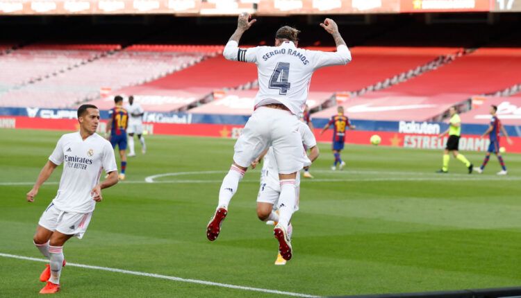 Celebración del gol de penalti de Sergio Ramos