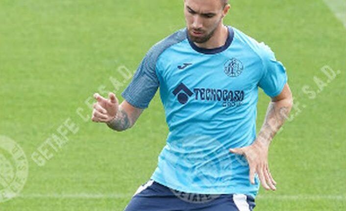 Dario Poveda en un entrenamiento con el Getafe