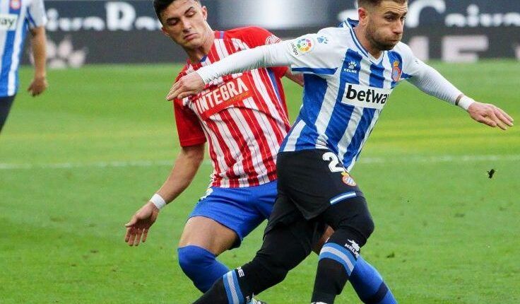 Manu García con Embarba en un Espanyol - Sporting