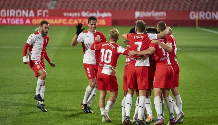 Jugadores del Girona celebrando un gol