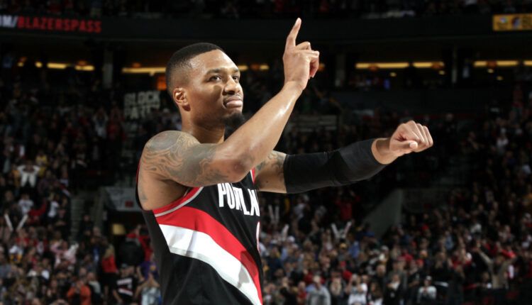 Damian Lillard hace su ya clásica celebración de 'Dame Time'. Foto: NBA