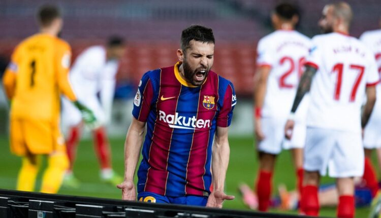 Jordi Alba en un partido frente al Sevilla