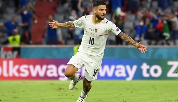 Lorenzo Insigne celebra su gol contra Bélgica. | Foto: @EURO2020