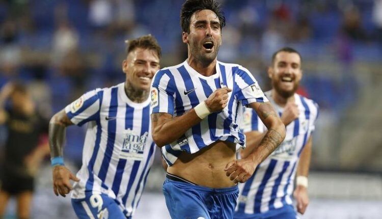 Escassi celebra el 1-0 en La Rosaleda en un Málaga-Alcorcón