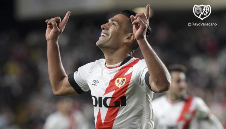 Falcao celebra un gol con el Rayo