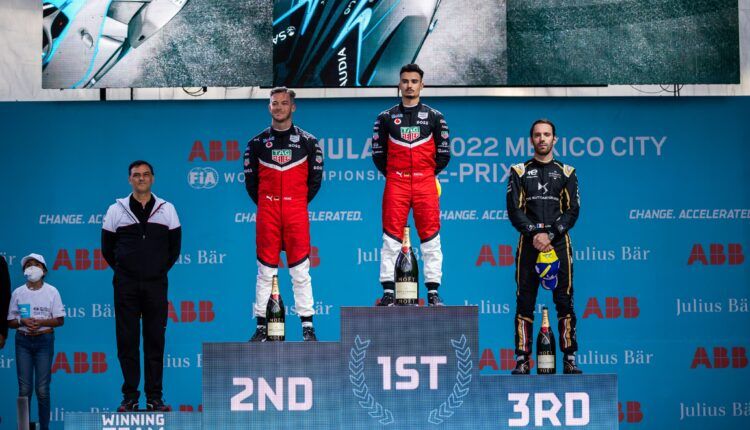 André Lotterer, Pascal Wehrlein y Jean-Éric Vergne en el podio del Mexico City E-Prix