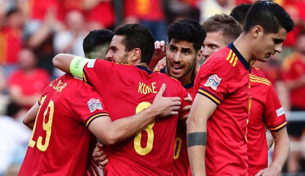 España celebra un gol