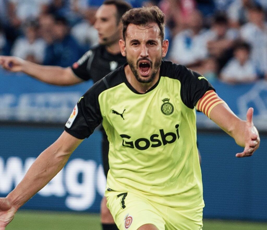 Stuani celebra el gol del ascenso en Tenerife