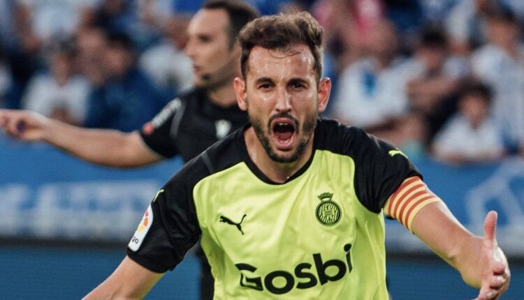 Stuani celebra el gol del ascenso en Tenerife