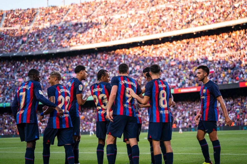 Los jugadores del FC Barcelona celebran uno de los goles frente al Real Valladolid (Foto: Twitter FC Barcelona)