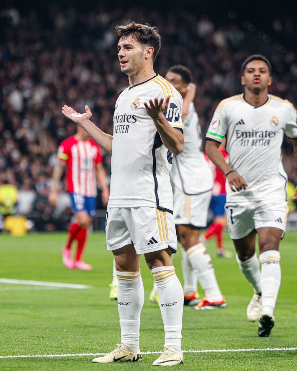 Brahim celebra su tanto frente al Atlético de Madrid. Foto: @realmadrid.